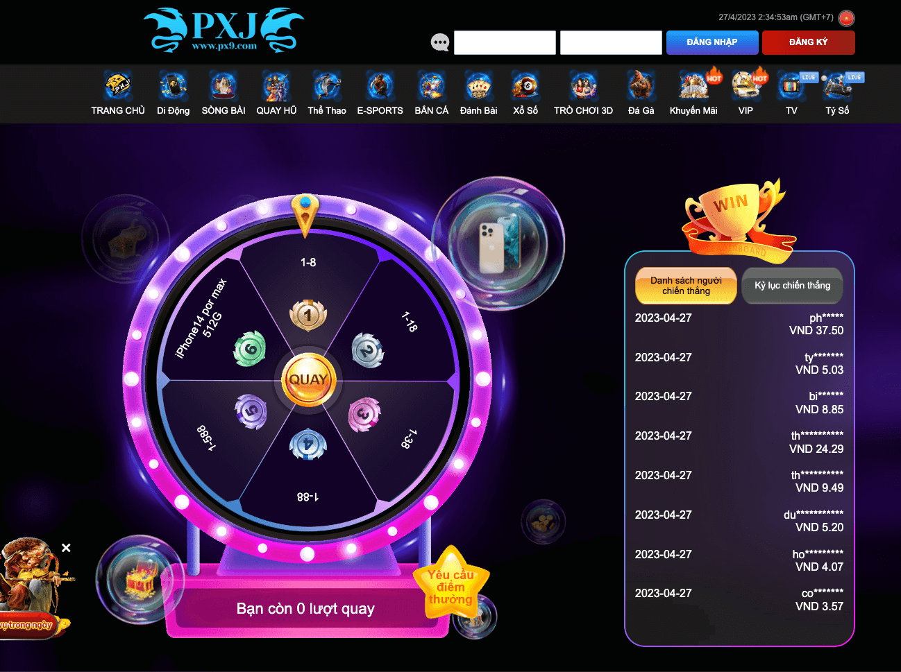 Hướng dẫn đăng ký và chơi game casino trực tuyến ăn tiền thật tại nhà cái PXJ Việt Nam 2